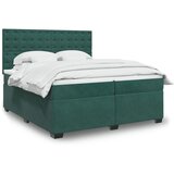 vidaXL Krevet s oprugama i madracem tamnozeleni 200x200 cm baršunasti | shoptok.hr