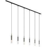 QAZQA Sodobni sistem tirnih svetil črn s 6 visečimi svetilkami gunmetal 1-fazni - Slimline Loyce | Shoptok.si