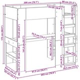  Postelja na podstrešju z mizo Betonsko siva 80 x 200 cm, (5000137061) | Shoptok.si