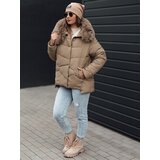 DStreet Kurtka damska zimowa FIXMIX pikowana z kapturem beżowa | shoptok.hr