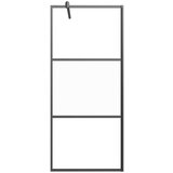 Pregrada za tuš 80 x 195 cm s napola mutnim staklom ESG crna | shoptok.hr
