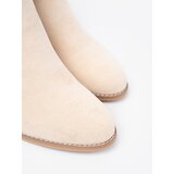 Shelvt Light beige ankle boots on a heel with a decorative buckle | Shoptok.si