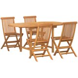  Vrtni set za objed 5 pcs Smeđa Čvrsto teak drvo | shoptok.hr