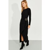 Cool & Sexy Women's Black Buckled Wraparound Maxi Dress | Eponuda.ba