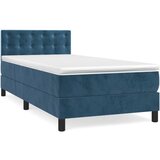 Maison Chic Box spring postelja - Vzmetna postelja z vzmetnico temno modra 90x200 cm žamet SL19606, (21893360) Cene