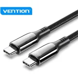Cotton Braided USB 2.0 C Male to C Male 5A Cable 1,2m, Black