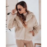 DStreet Płaszcz damski futerkowy GLAMFLUFFY krótki beżowy | shoptok.hr