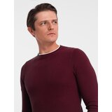 Ombre Men's cotton sweater with round neckline - maroon | Shoptok.si