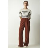 Happiness İstanbul Women's Tile Pleated Woven Trousers Cene
