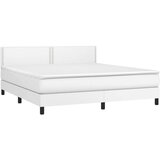  Krevet box spring s madracem LED bijeli 160x200 cm umjetna koža | shoptok.hr