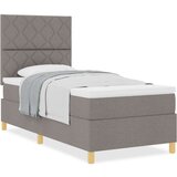 vidaXL vzmetnica s posteljnim okvirjem taupe 90x200 cm tkanina, (22082568) | Shoptok.si