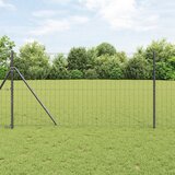 vidaXL evropska ograja z 13 stebri 1.2x25 m cinkano jeklo siva | Shoptok.si