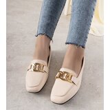 Gemre Beige loafers with a gold ornament Hashtag | Shoptok.si