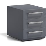 BISLEY Pomični predalnik Note™, 3 univerzalni predali, VxŠxG 495 x 420 x 565 mm, z ročajem, antracitno siv | Shoptok.si
