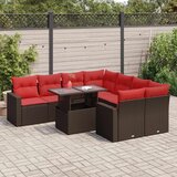 vidaXL Vrtna sedežna garnitura z blazinami 9-delna rjav ratan/akacija | Shoptok.si
