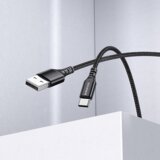 Borofone podatkovni kabel X54 Type C na USB 1m 2,4A črn pleten | Shoptok.si