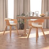 Maison Chic Jedilni stoli - Vzorci stoli 2 kosa krem ukrivljen les in umetno usnje A40, (22031956) | Shoptok.si