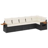  6-dijelni set vrtnih sofa s jastucima crni od poliratana | shoptok.hr