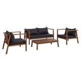 Bessagi Garden Lounge Garnitura Pia, Temno Siva, Akacija, 4-Delno | Shoptok.si
