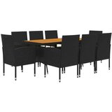  9-dijelni vrtni blagovaonski set od poliratana crni | shoptok.hr