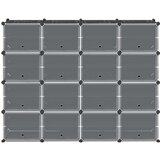 vidaXL Organizator za shranjevanje kock s 16 kockami in vrati Black PP | Shoptok.si