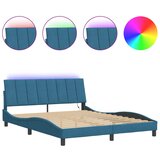 vidaXL Okvir kreveta s LED svjetlima plavi 160 x 200 cm baršunasti Cijene