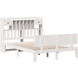 vidaXL Krevet s regalom z knjige bez madraca bijeli 150x200cm borovina | shoptok.hr