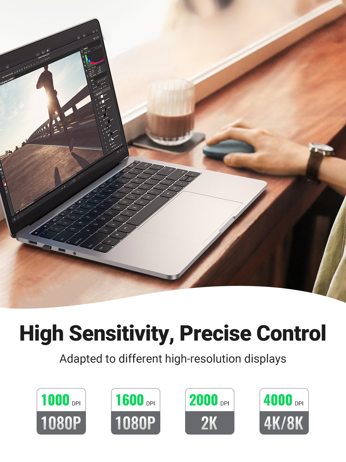 Ugreen bežična tiha, tanka i lagana miš 2.4GHz, 400DPI zelena - kutija | shoptok.hr