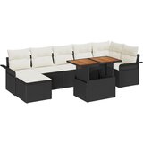 vidaXL Set vrtne sofe s jastučićima Crna Poli ratan, 2-sjedna vrtna sofa s pohranom i jastučićima Crna Poli ratan Cijene