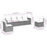  6-dijelni set vrtnih sofa s jastucima crni od poliratana | shoptok.hr