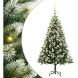 vidaXL Umjetna jelka s pantenom i pahuljicama Zelena i bijela 120 cm | shoptok.hr