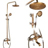 Oem Antický mosadzný sprchový batériový set, nastaviteľná výška 70-120cm, dvojité ovládanie - Antický mosadz F, (5000141602) Cene