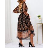 Resti Black and brown mesh floral maxi dress | Shoptok.si