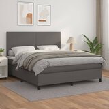 The Living Store Box spring postelja z vzmetnico siva 180x200 cm umetno usnje - Box Spring Postelja, (21516058) Cene