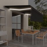 vidaXL Avtomatska tenda s senčilom LED + senzor 5x3 m antracitna Cene
