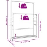  Stalak za odjeću s policama i kotačima 90x35x155 cm bambus | shoptok.hr