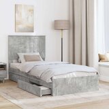  Krevet s od storage Betonski sivi 90 x 190 cm Konstruirano drvo | shoptok.hr