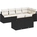  7-delni vrtni kavč set z blazinami Črn Poli ratan, (22091113) | Shoptok.si
