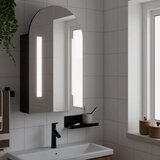 vidaXL Kopalniška omarica z ogledalom z LED obokana črna 42x13x70 cm | Shoptok.si