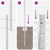 vidaXL Stebri ograje 10 kosov U-kanal 160 cm pocinkano jeklo, Heksagonalna ograja 1.6x10 m pocinkano jeklo | Shoptok.si