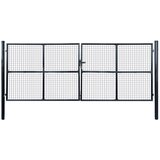 vidaXL Mrežasta vrtna vrata pocinkano jeklo 400x150 cm siva Cene