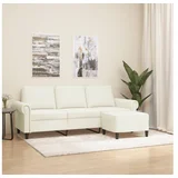 vidaXL Trosjed s tabureom krem 180 cm baršunasti