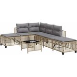 vidaXL Vrtna kotna garnitura 3-delna z blazinami mešano bež poli ratan | Shoptok.si