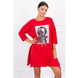 Kesi Dress with print and flared bottom red Cijene