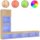 vidaXL Komplet TV omaric LED 4-delni sonoma hrast inženirski les, (21012036) | Shoptok.si