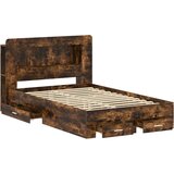  Okvir kreveta s pohranom Dimljeni hrast 120 x 190 cm - Dimljeni hrast 120 x 190 cm sa središnjom policom | shoptok.hr