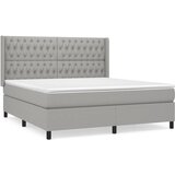 vidaXL Box spring postelja z vzmetnico svetlo siva 180x200 cm blago, (20788999) Cene