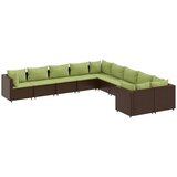  10-dijelni set vrtnih sofa od poliratana s jastucima smeđi | shoptok.hr