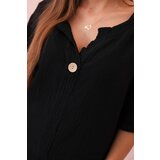 Kesi Włoski Women's muslin shirt with a button black | shoptok.hr