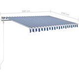 vidaXL Ročno zložljiva tenda z LED lučmi 3x2,5 m modra in bela | Shoptok.si